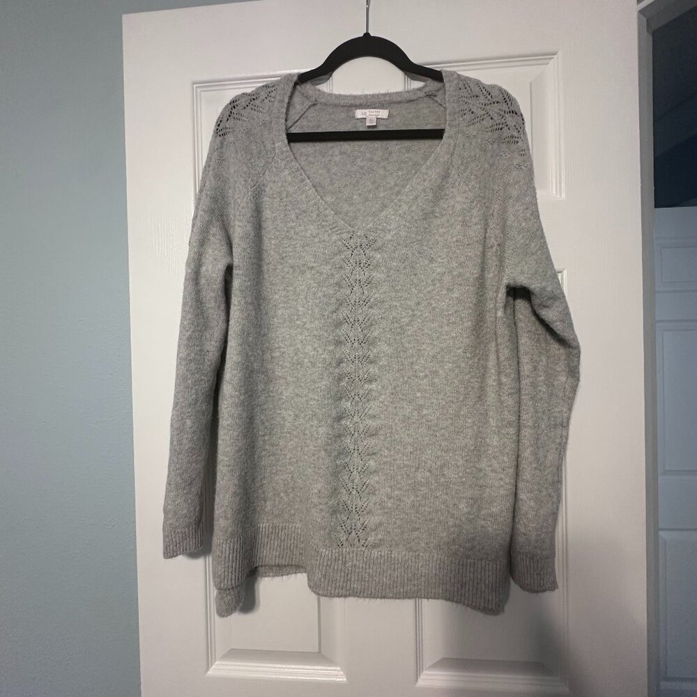 LC Lauren Conrad Gray Oversized V-Neck Sweater Size XL